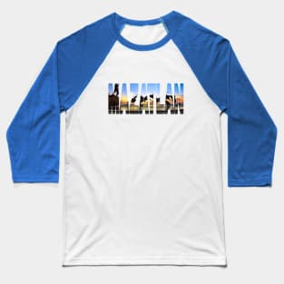 MAZATLAN - Mexico Beachfront Dolphins Sculpture Baseball T-Shirt